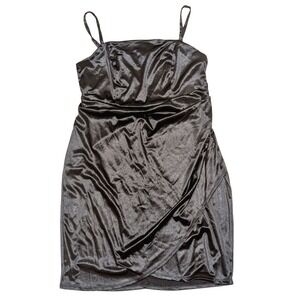 Emerald Sundae Dress Plus 18 2X Black Satin Ruched Sexy LBD NWT